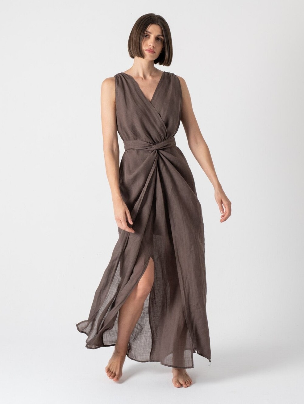 LUXMII Serpente Wrap Dress - Cocoa - XS/S
